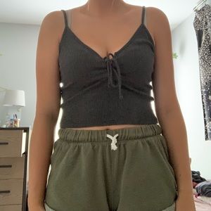 john galt tie front crop top